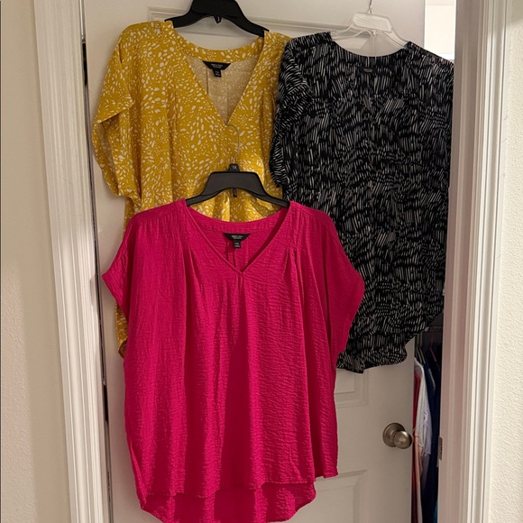 Simply Vera Vera Wang Tops - Simply Vera Vera Wang Pink, Yellow & Black 3-Piece Tunic Set